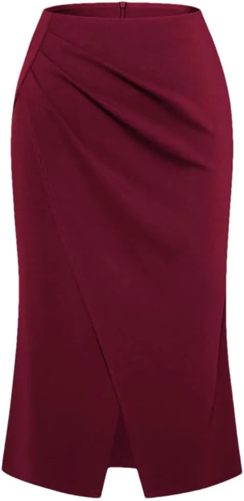Women Elastic High Waist Length Bodycon Skirts Womens Solid Color Casual Skirt Midi Slim Fit Skirt