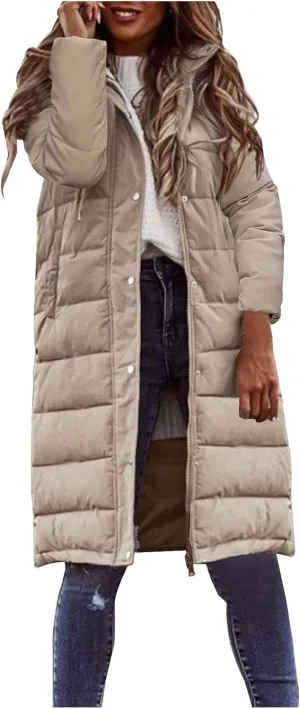 Women Lightweight Puffer Vest Packable Long Winter Coat Zip Up Quilted Jackets Hooded Sleeveless Plus Size Warm Vest