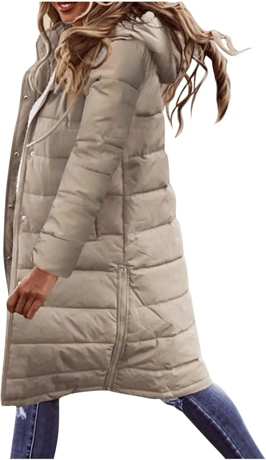 Women Lightweight Puffer Vest Packable Long Winter Coat Zip Up Quilted Jackets Hooded Sleeveless Plus Size Warm Vest