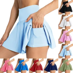 Women Tennis Skirt Pleated Golf Skirts with Built-in Shorts High Waist Athletic Skirt with Pockets Workout Skorts