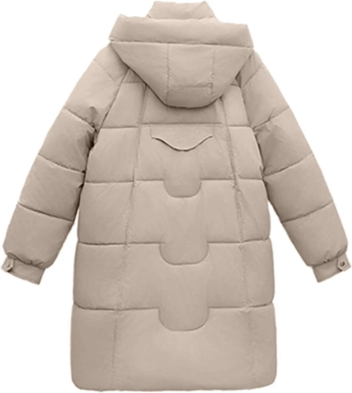 Women Winter Puffer Jacket Long Quilted Coat Padded Parkas Y2K Teen Girl Coat Cotton Hooded Long Sleeve with Pockets