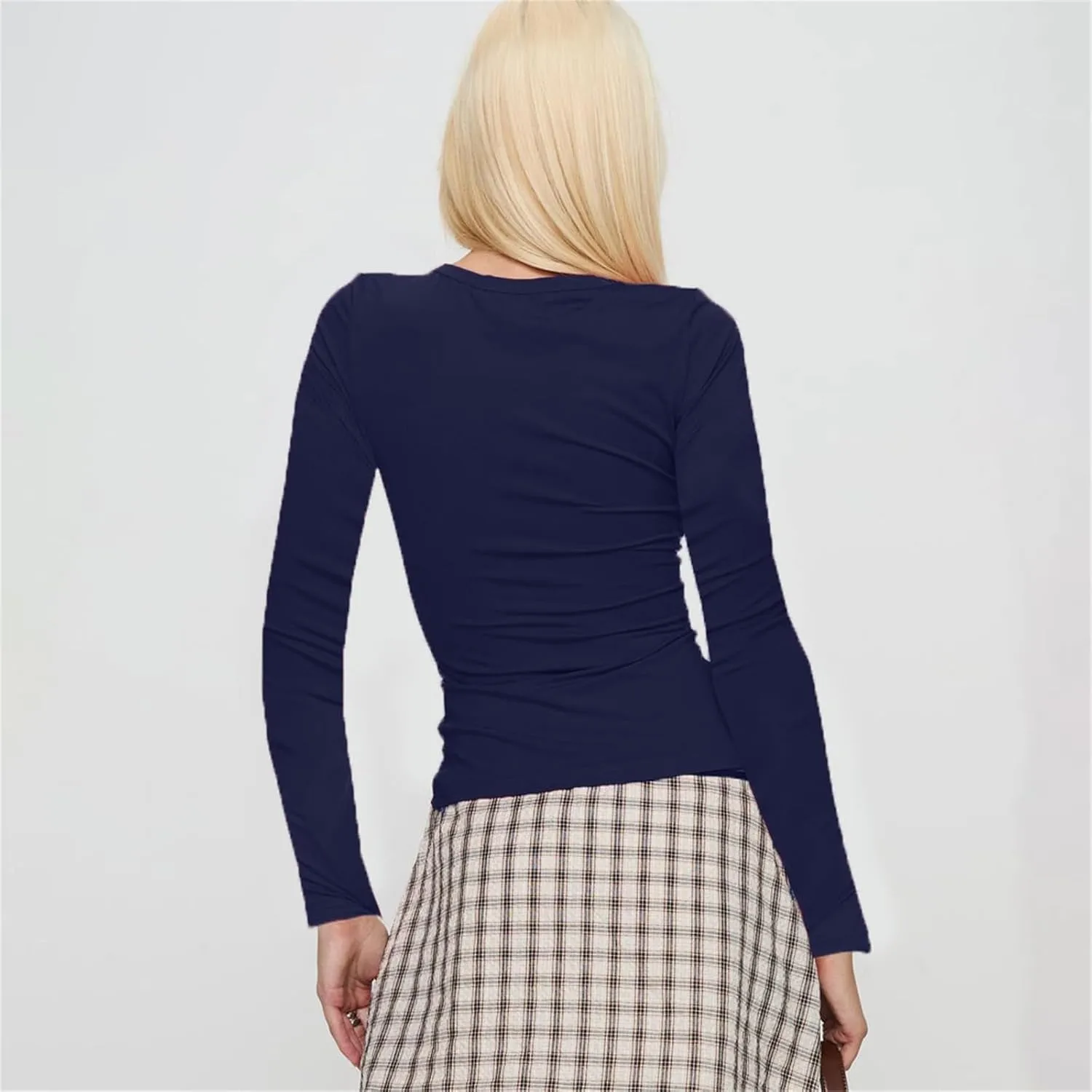 Women Y2K Button Down Knitted Tops Long Sleeve Slim Fit Ribbed Tee Tops Open Front Casual Cardigan