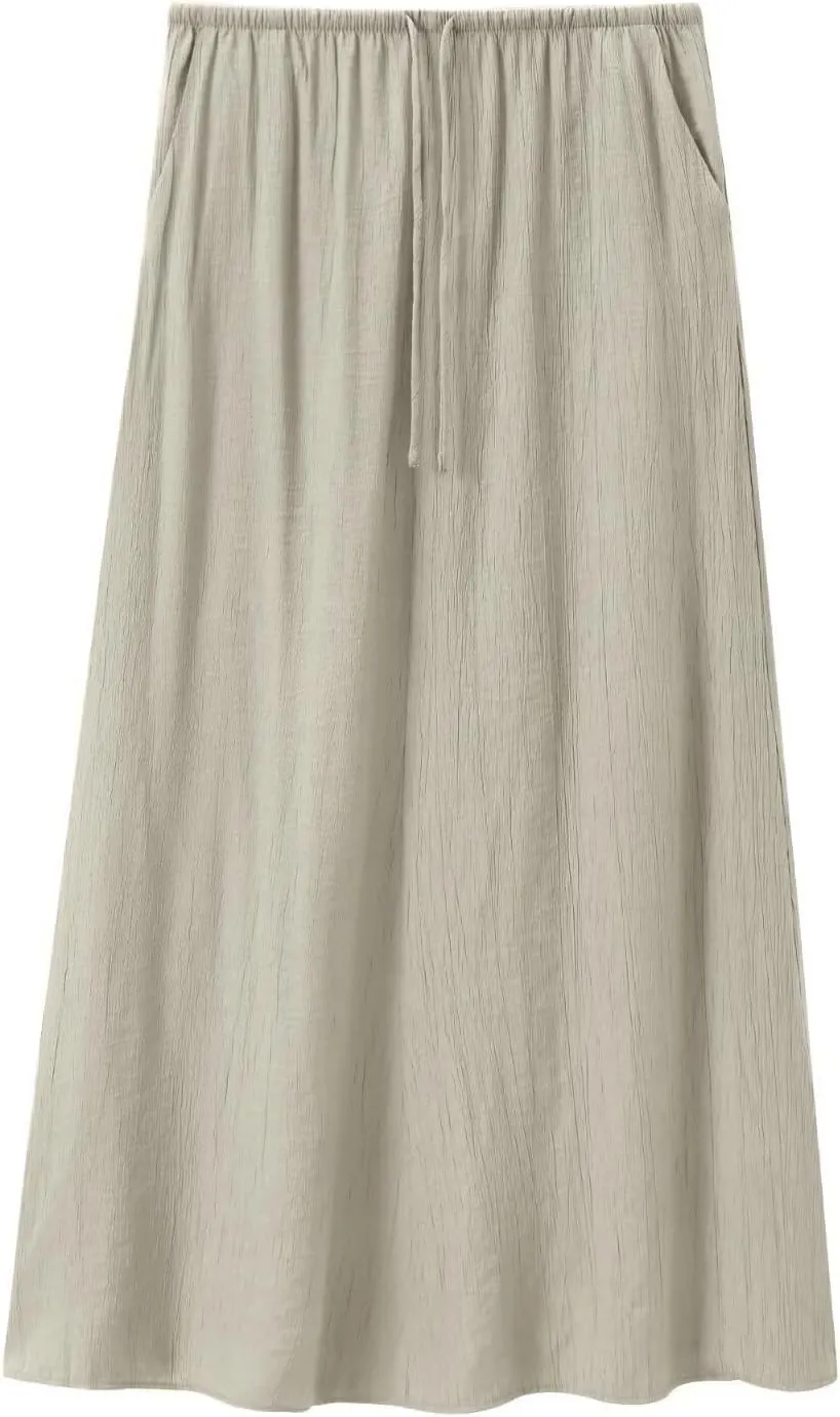 Womens 2 Piece Vest Set Sleeveless Deep V Neck Tie Front Crop Vest High Waist Long Skirt Set with Pockets