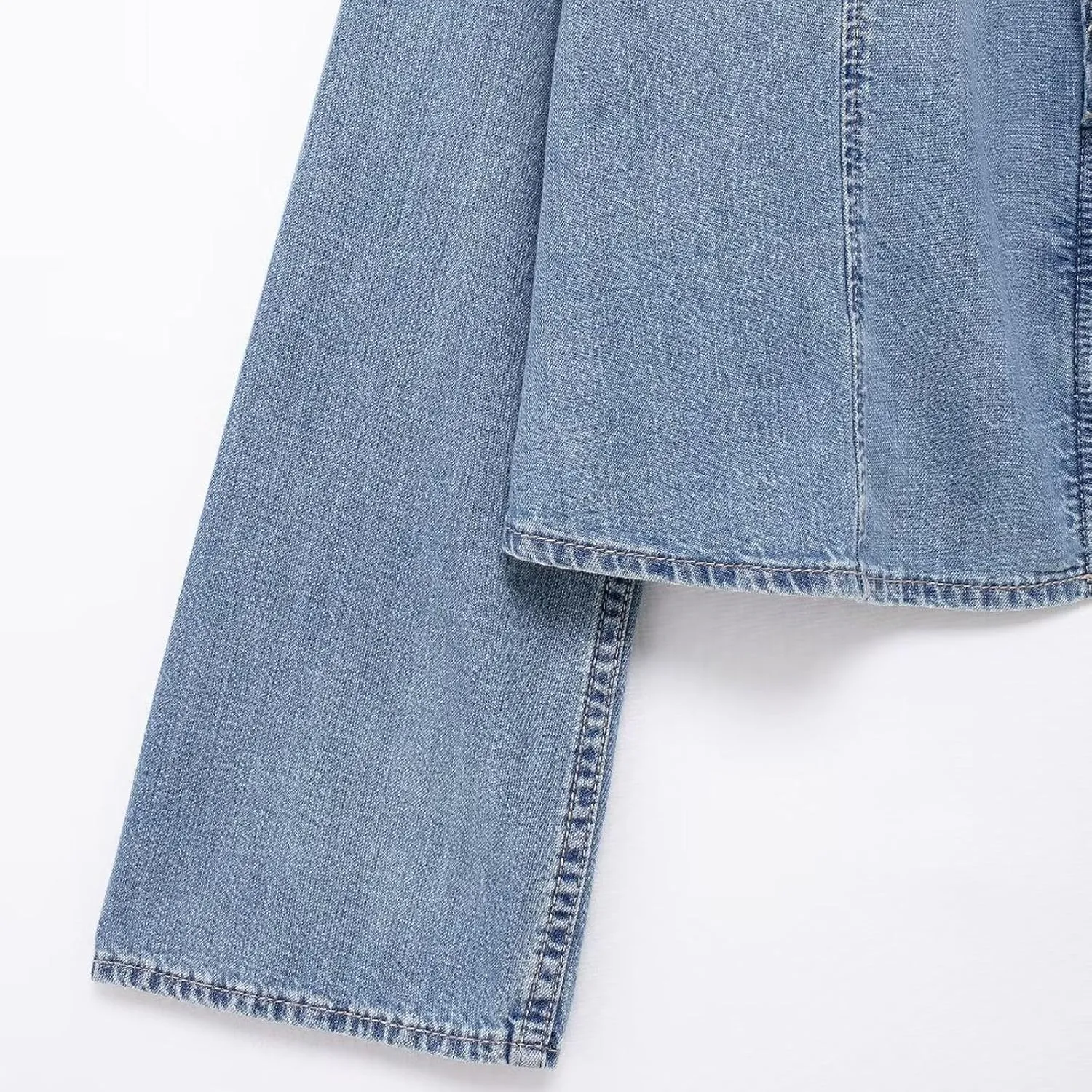 Women's Bow Open Front Denim Shirt Coats Vintage Relax Fit Long Sleeve Jacket Casual Jean Shirt