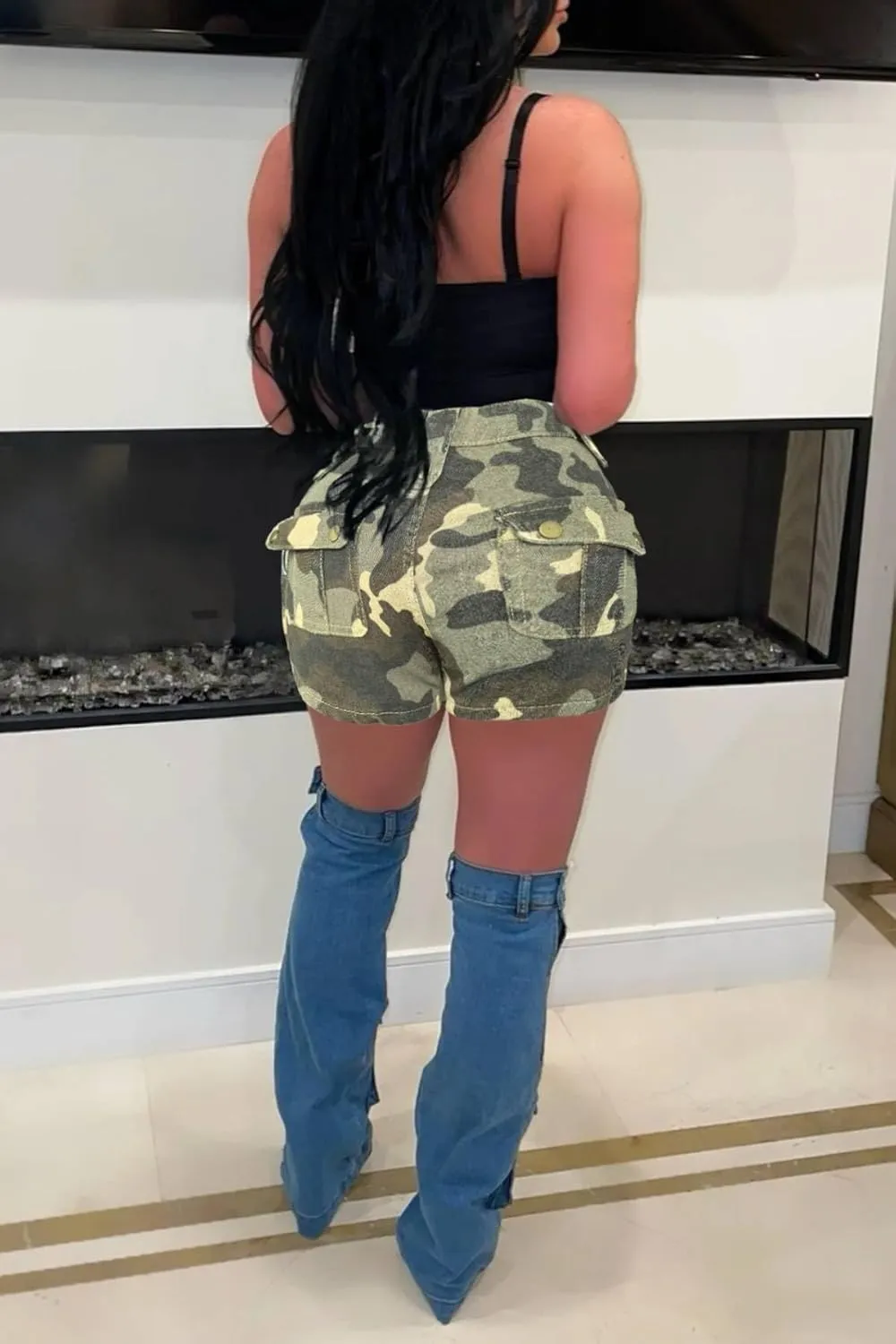 Womens Camo Cargo Skirts Casual High Waist Multi Pockets Army Fatigue Bodycon Y2K Camouflage A-line Pencil Mini Skirt