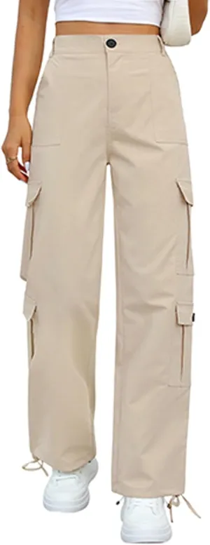 Womens Cargo Pants High Waisted Wide Leg Casual Pants Baggy Y2k Trousers with 8 Pockets