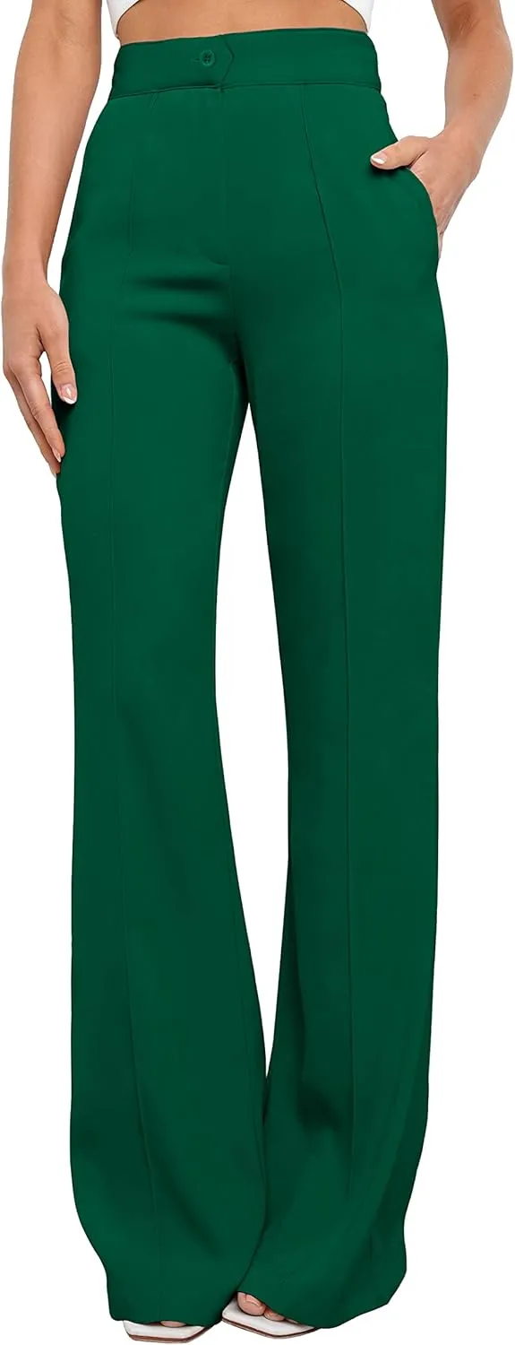 Women's Causal High Waisted Wide Leg Pants, Bootcut Dress Pants for Women, Work Pants with Pockets for Women Office