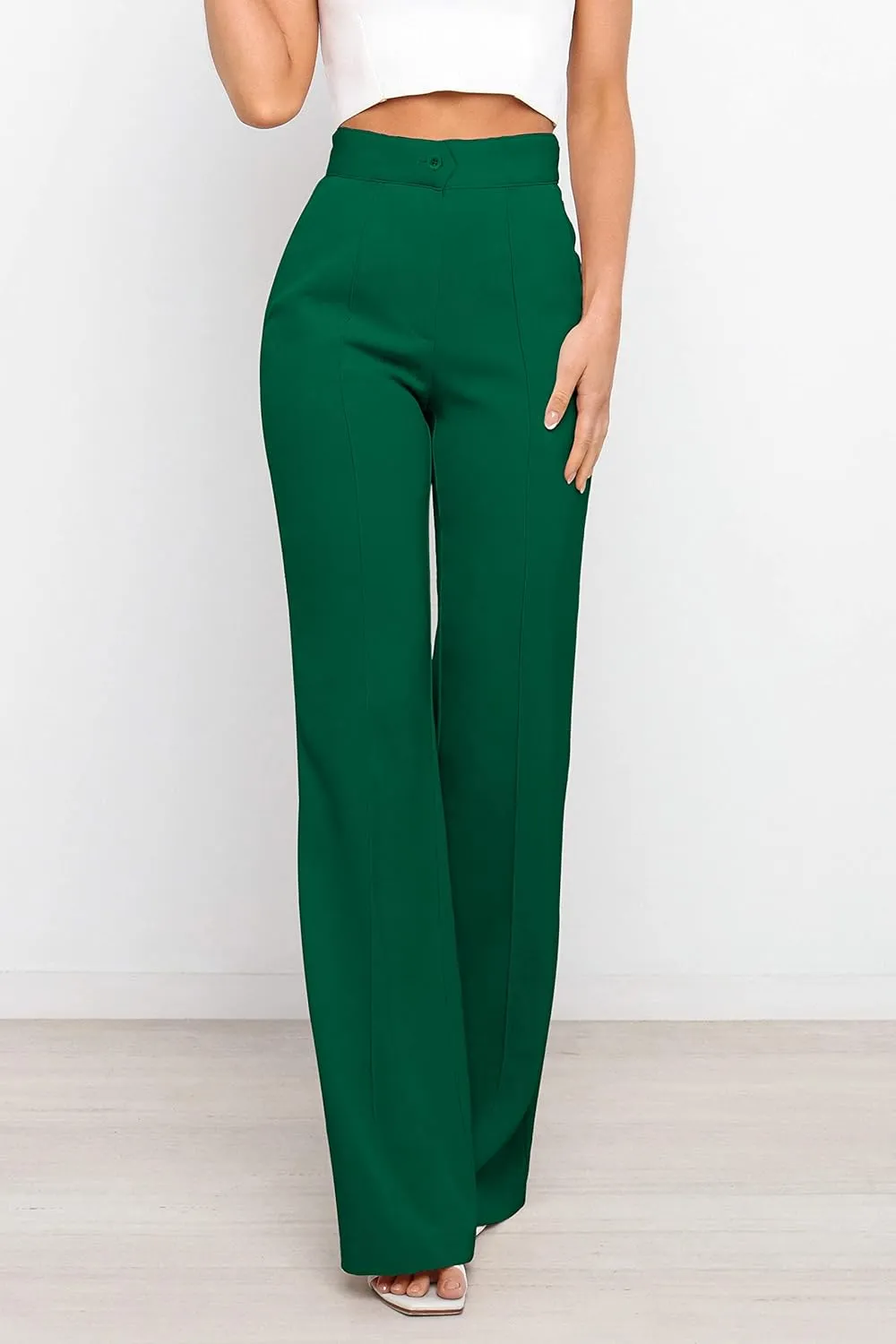 Women's Causal High Waisted Wide Leg Pants, Bootcut Dress Pants for Women, Work Pants with Pockets for Women Office