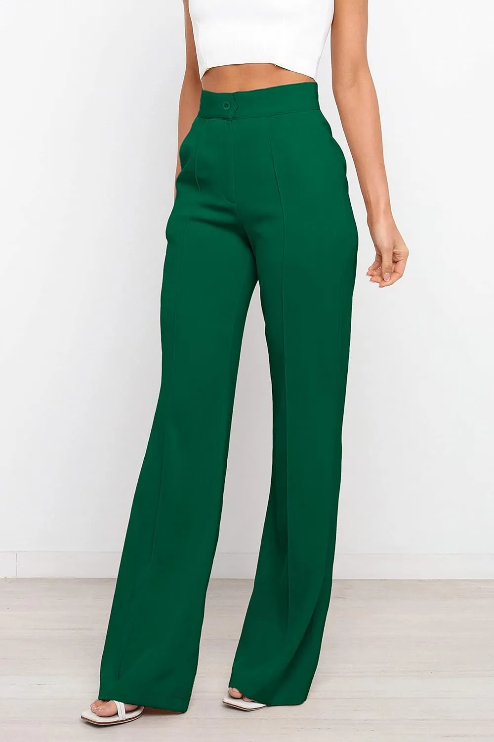 Women's Causal High Waisted Wide Leg Pants, Bootcut Dress Pants for Women, Work Pants with Pockets for Women Office