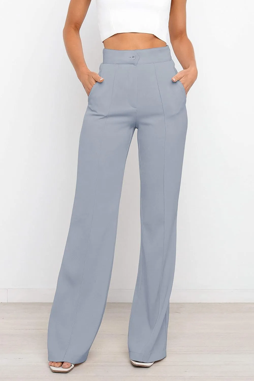Women's Causal High Waisted Wide Leg Pants, Bootcut Dress Pants for Women, Work Pants with Pockets for Women Office