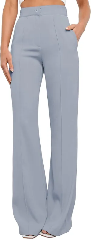 Women's Causal High Waisted Wide Leg Pants, Bootcut Dress Pants for Women, Work Pants with Pockets for Women Office