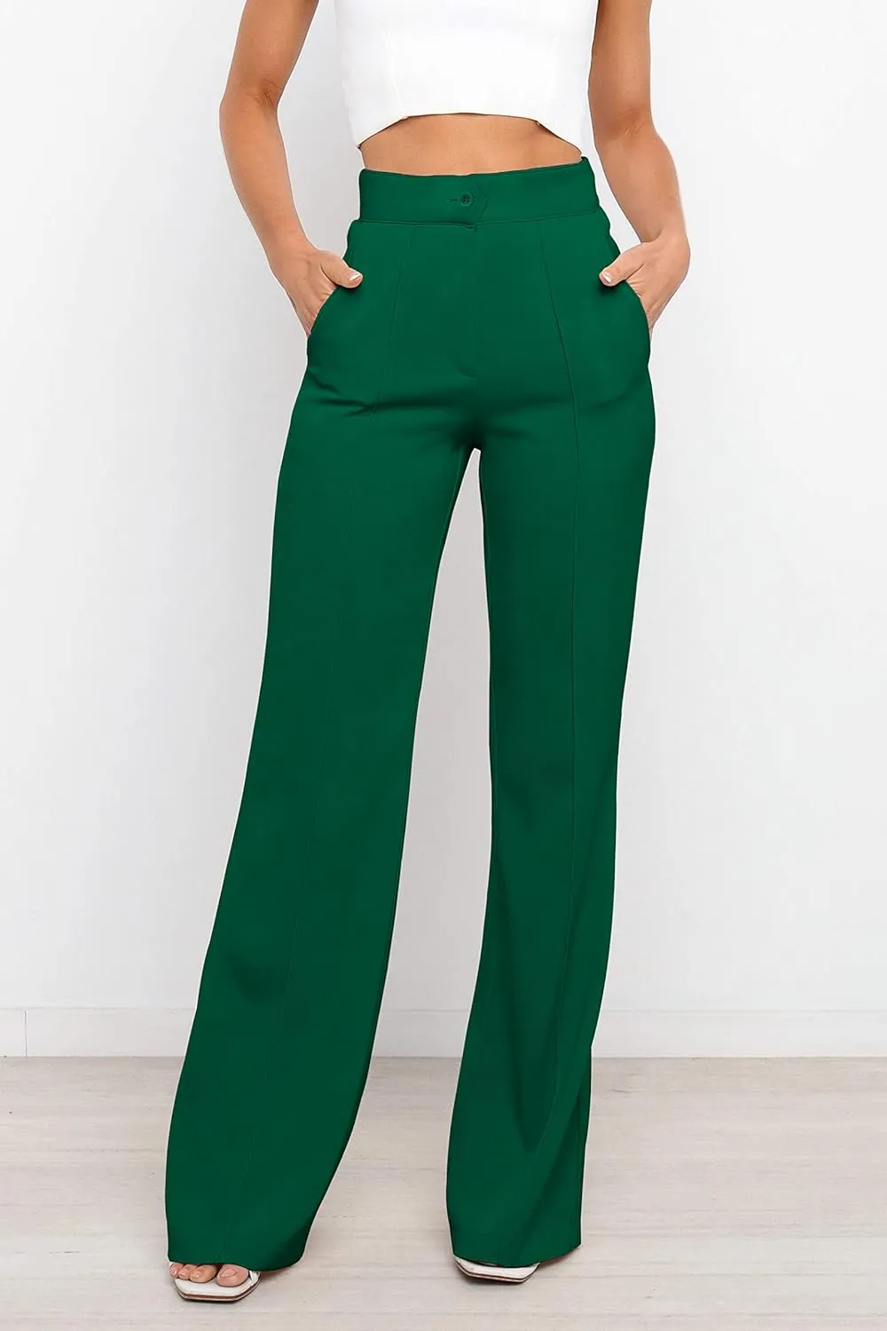 Women's Causal High Waisted Wide Leg Pants, Bootcut Dress Pants for Women, Work Pants with Pockets for Women Office