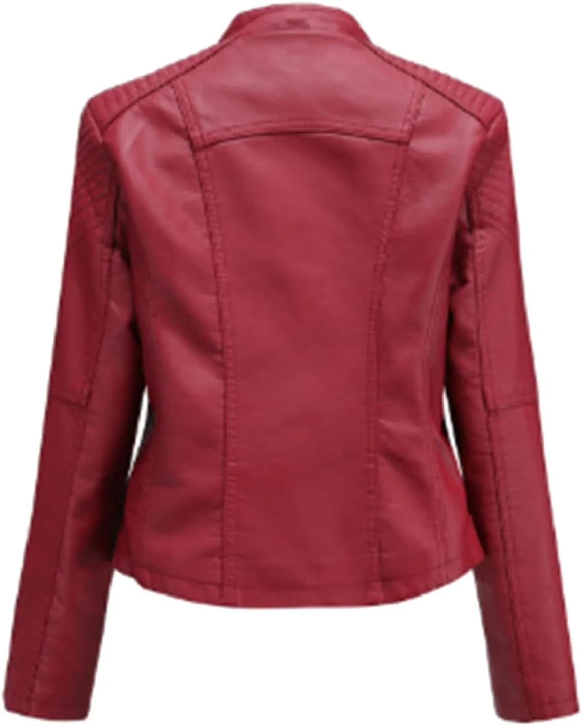 Womens Cropped Faux Leather Jackets Plus Size Slim Fit Moto Bike Coats Lapel Fashion Zipper Motorcycle Suit Jacket
