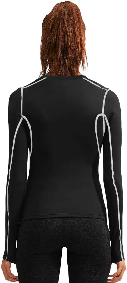 Women's Dry Fit Athletic Compression Shirt Long Sleeve Workout Base Layer T Shirt Tops Sports Gear