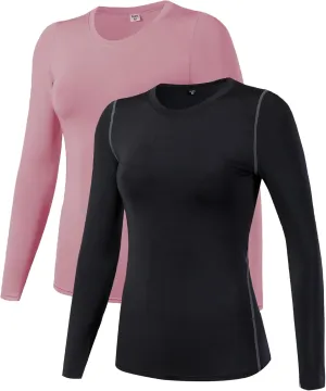 Women's Dry Fit Athletic Compression Shirt Long Sleeve Workout Base Layer T Shirt Tops Sports Gear