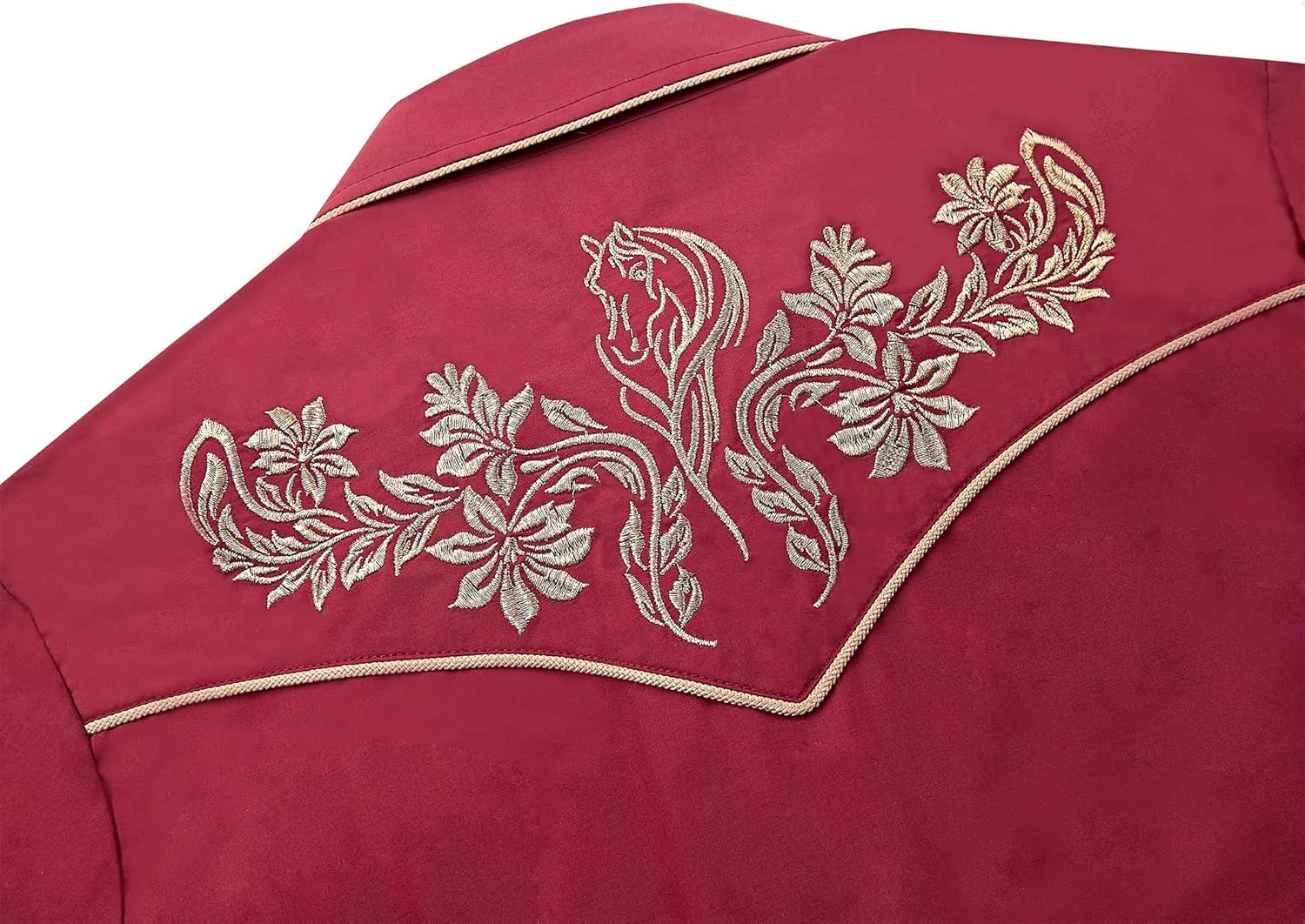 Women's Embroidered Western Cowgirl Slim Fit Shirt Snap Button Down Long Sleeve Shirt with Floral Embroidery