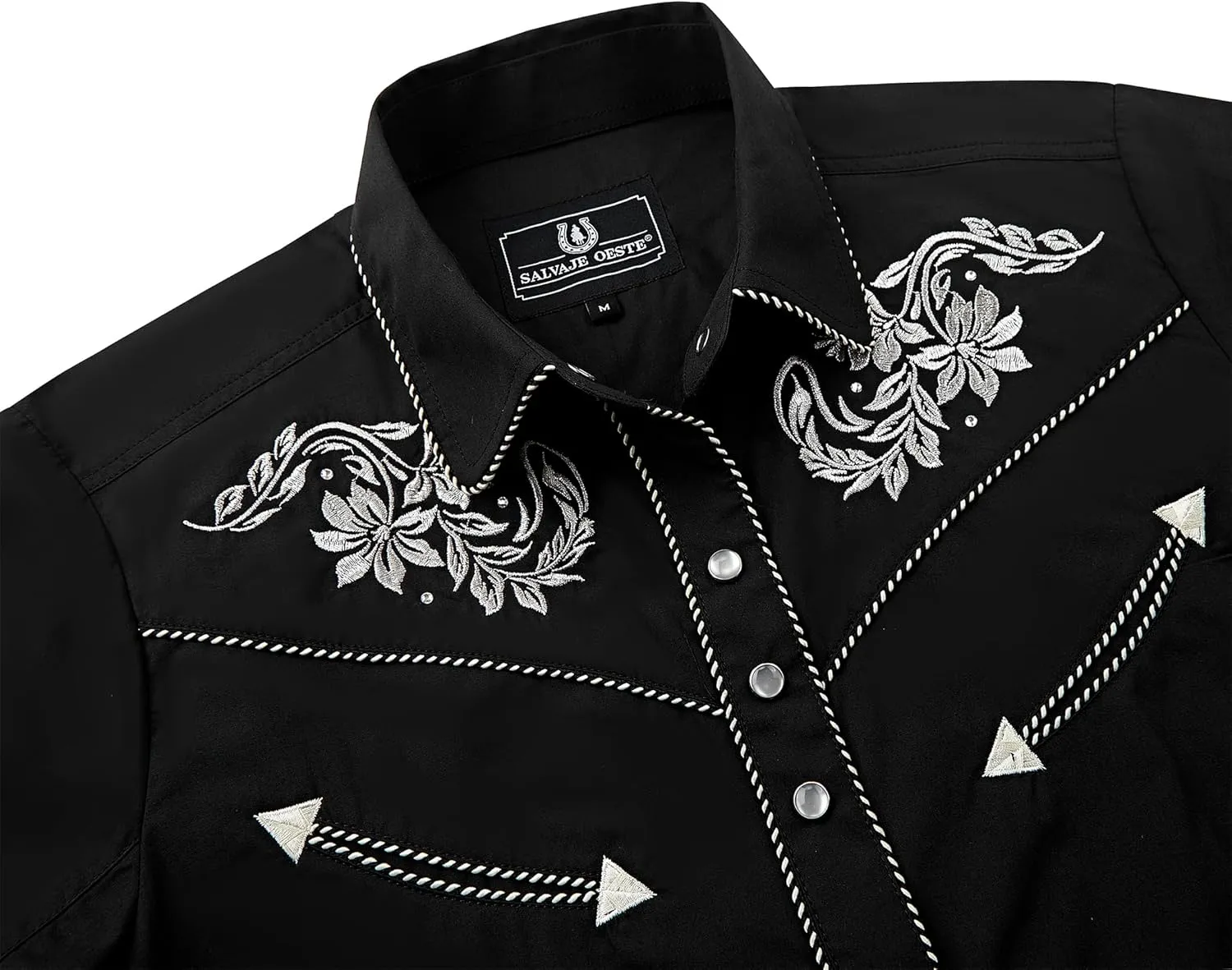 Women's Embroidered Western Cowgirl Slim Fit Shirt Snap Button Down Long Sleeve Shirt with Floral Embroidery
