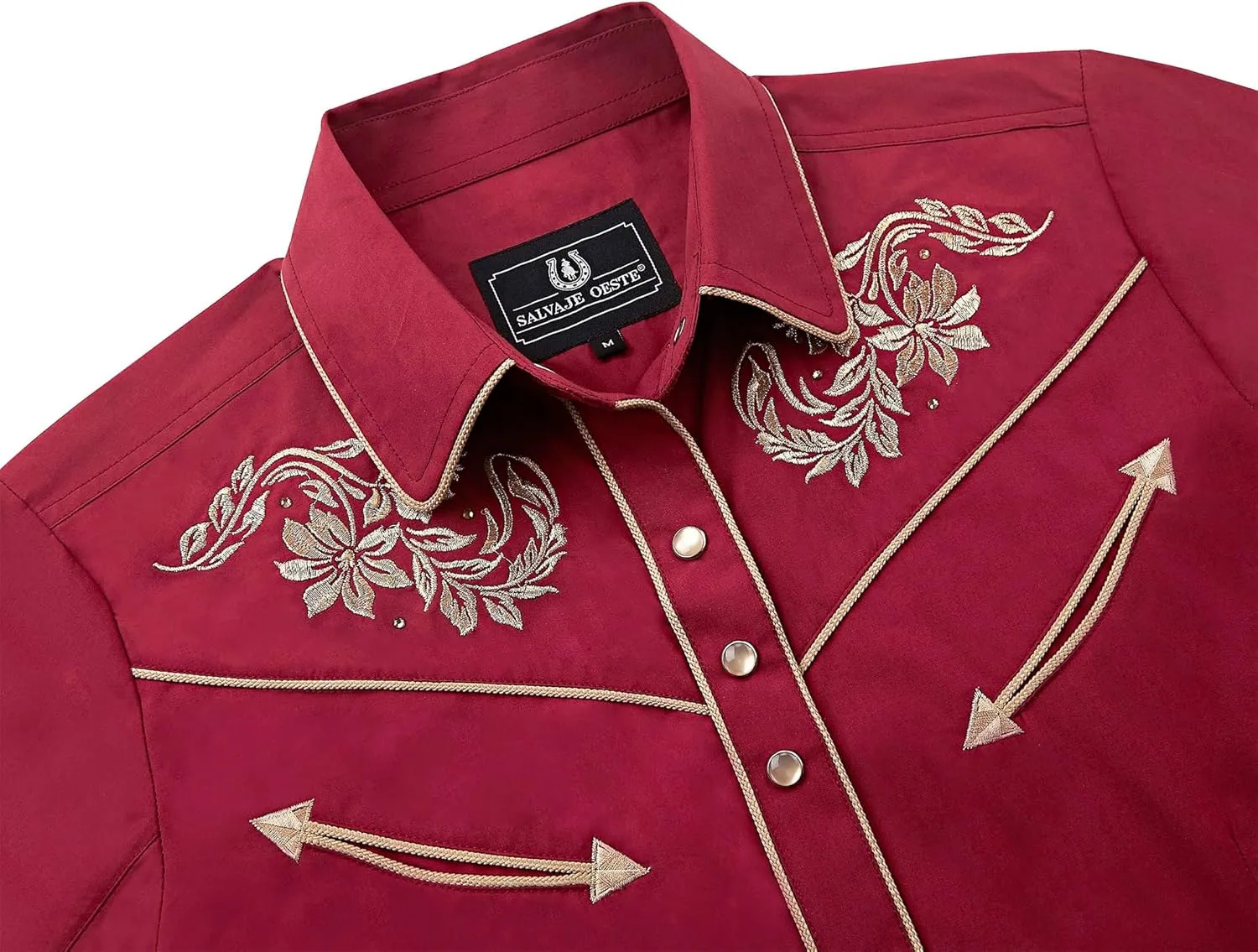 Women's Embroidered Western Cowgirl Slim Fit Shirt Snap Button Down Long Sleeve Shirt with Floral Embroidery