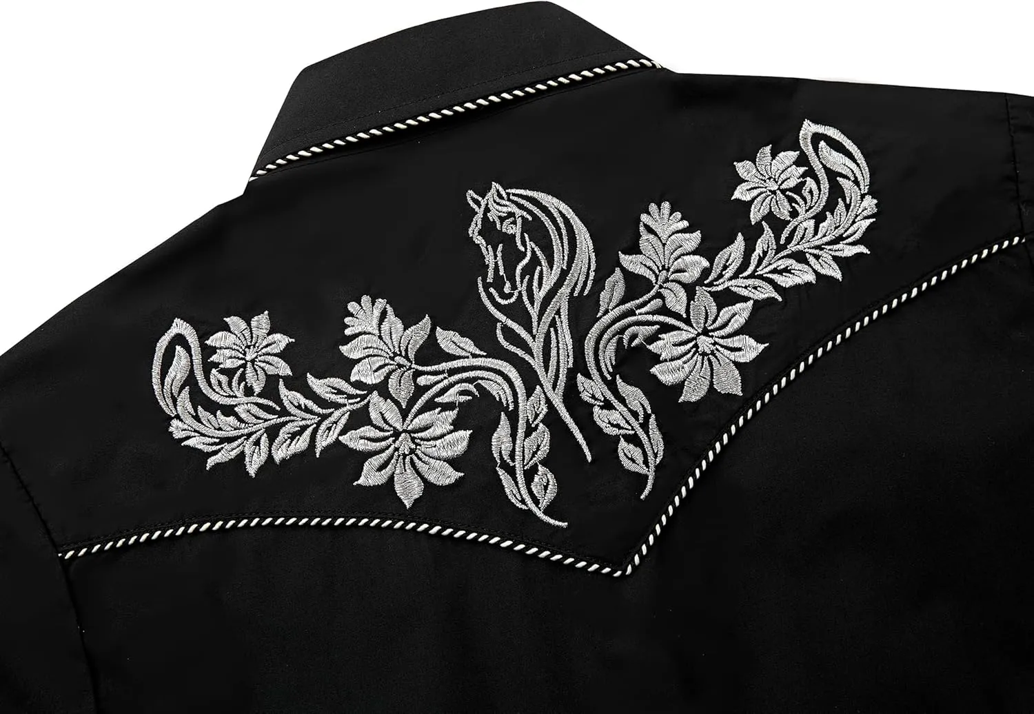 Women's Embroidered Western Cowgirl Slim Fit Shirt Snap Button Down Long Sleeve Shirt with Floral Embroidery