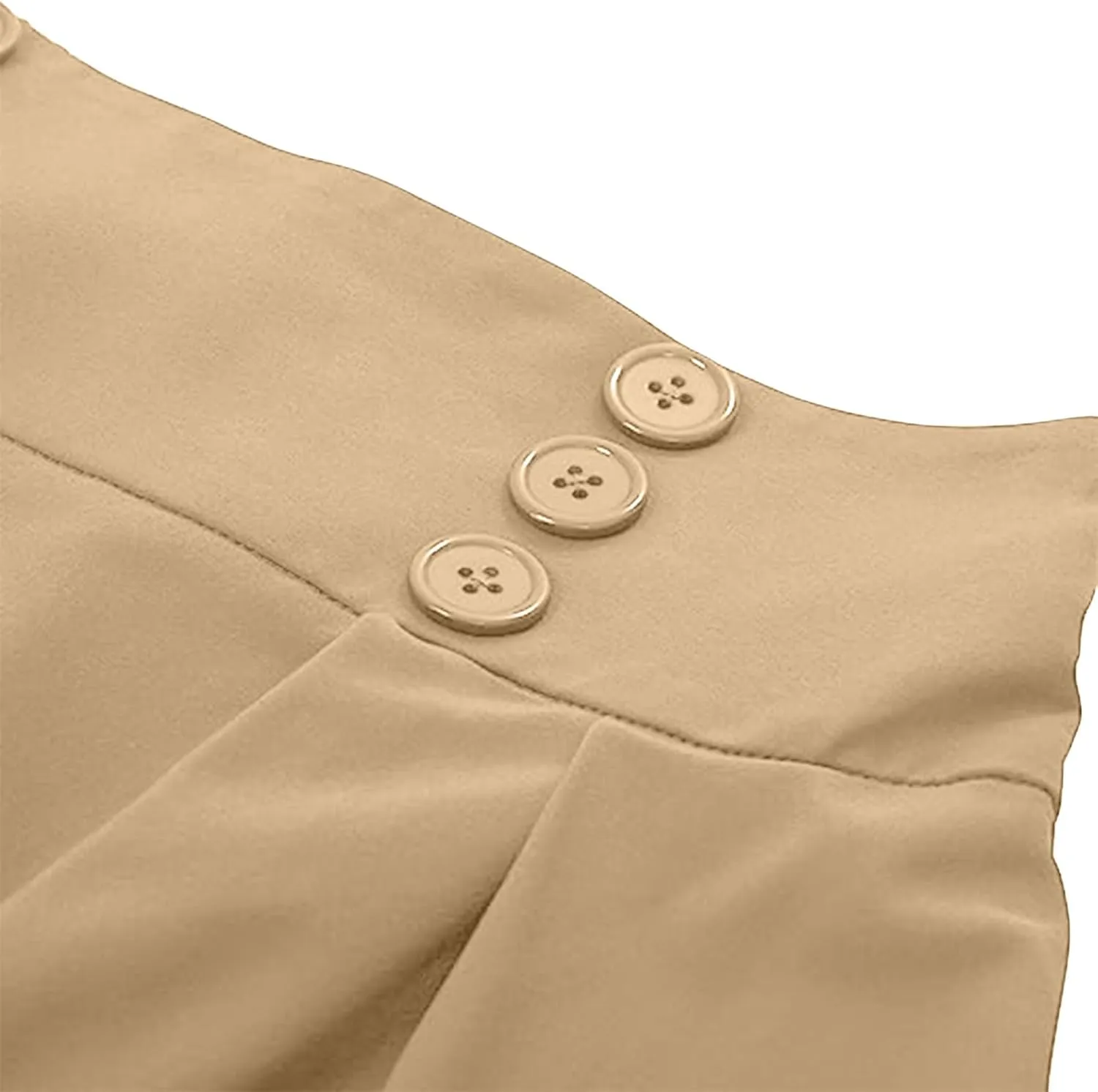 Women's Fall Winter Button Down Pleated Midi Skirt High Elastic Waisted Flowy Long Skirts Casual Solid Color Skirt