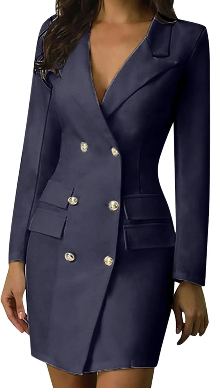 Women's Fashion Double Breasted Trench Coat Solid Color Slim Jacket Pocket Decoration Super Warm Winter