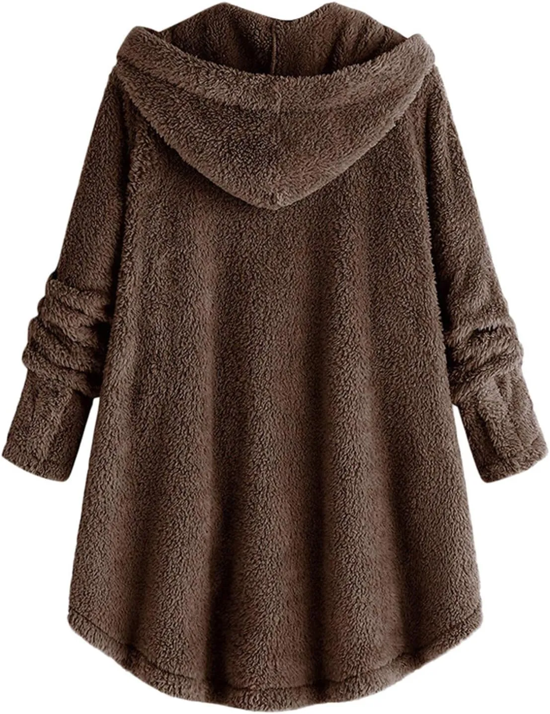 Womens Fleece Jackets Sherpa Winter Hooded Fuzzy Coats Oversized Button Down Cardigan Sweater Warm Jacket with Pocket