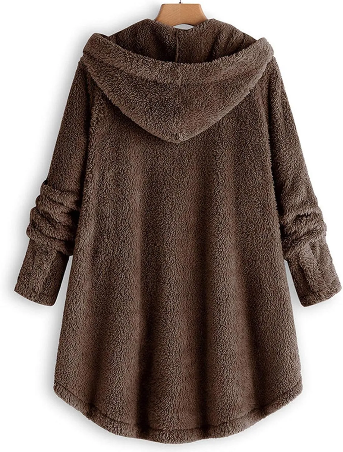 Womens Fleece Jackets Sherpa Winter Hooded Fuzzy Coats Oversized Button Down Cardigan Sweater Warm Jacket with Pocket