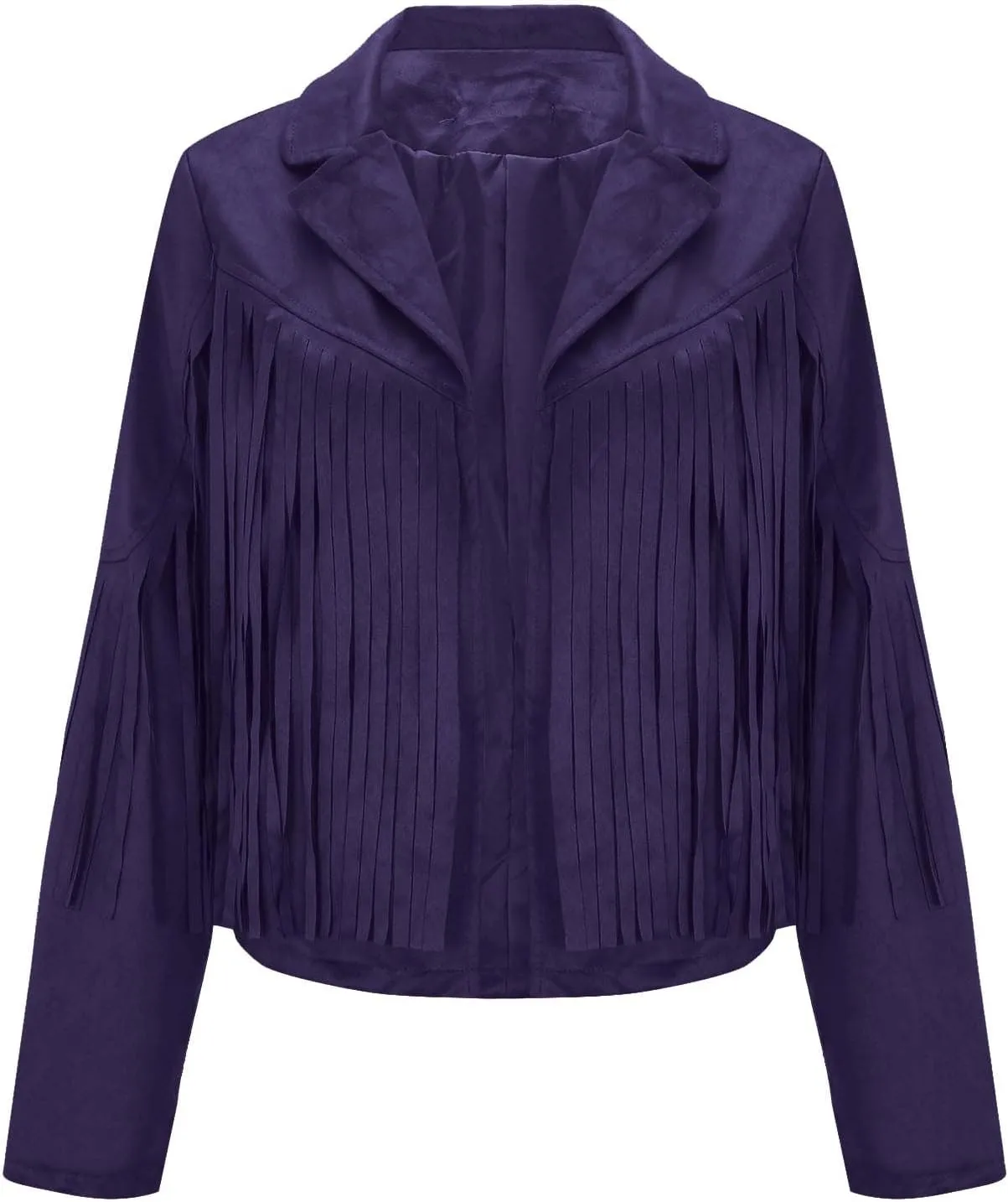 Womens Fringe Jackets Plus Size Faux Suede Coat Fashion Long Sleeve Cardigan Vintage Western Hippie Clothes