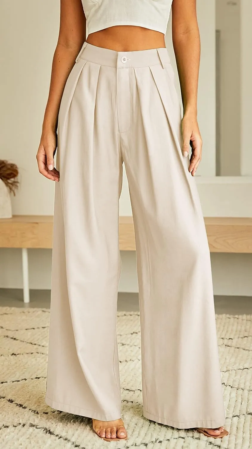 Women's High Waist Casual Wide Leg Palazzo Pants, Dress Pants for Women, Work Pants with Pockets for Women Office.