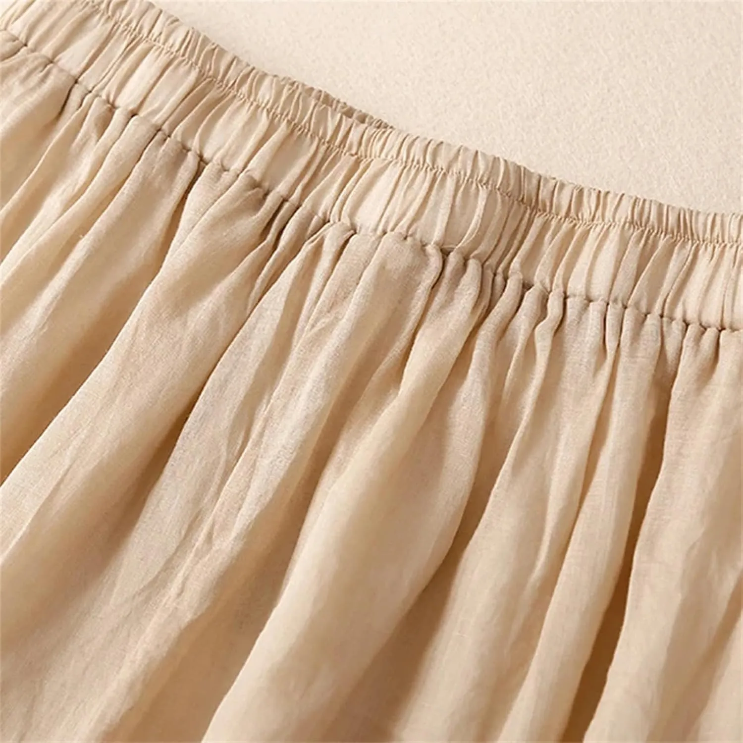 Women's High Waist Linen Wide Leg Pants  Summer Loose Fit Casual Seven-Point Trousers