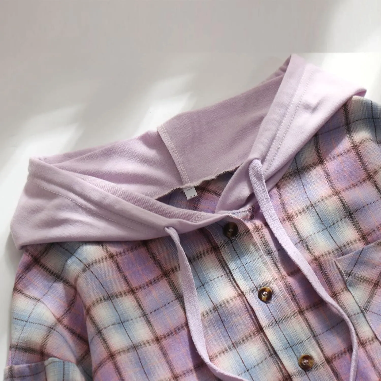 Womens Hooded Long Sleeve Flannel Plaid Shirts Lapel Button Down Shacket Jacket Coats 2023 Fall Fashion Coats