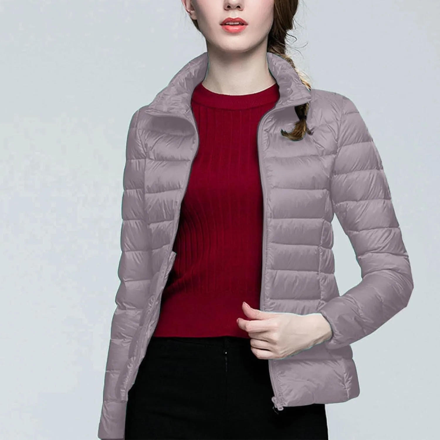 Womens Jackets Winter Down Jacket Women Slim Short Jacket Women's Cropped Quilted Jacket LightWeight Coat Outwear