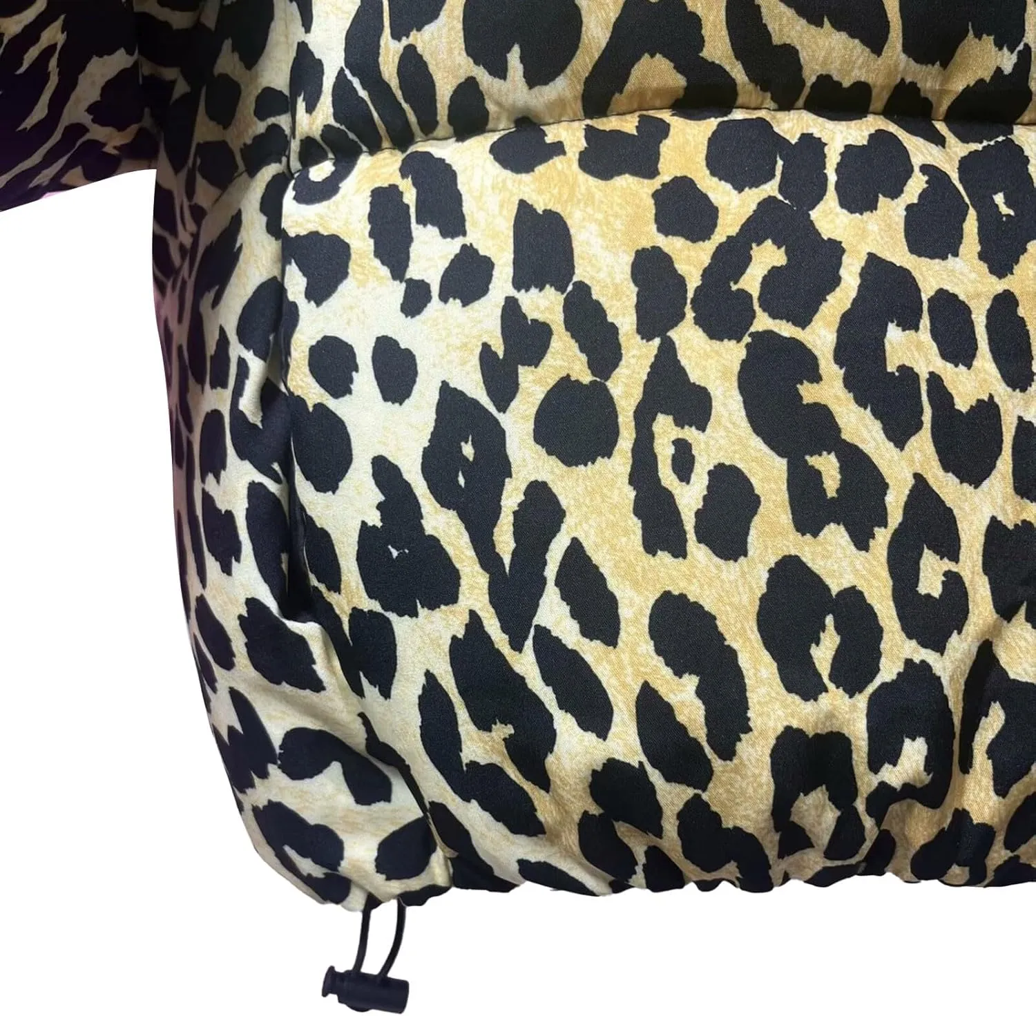 Womens Leopard Print Cropped Puffer Jacket Winter Warm Stand Collar Zip Up Short Down Coat Outwears