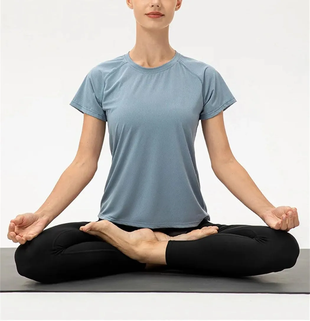 Women's Loose Casual Sports T-Shirt Short Sleeve Crewneck Breathable Shirt Running Fitness Quick Dry Tops
