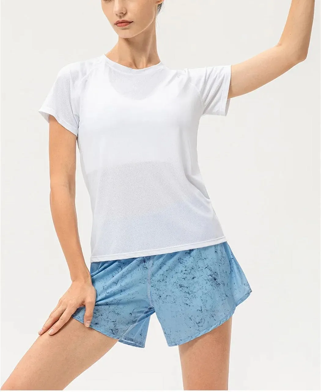 Women's Loose Casual Sports T-Shirt Short Sleeve Crewneck Breathable Shirt Running Fitness Quick Dry Tops