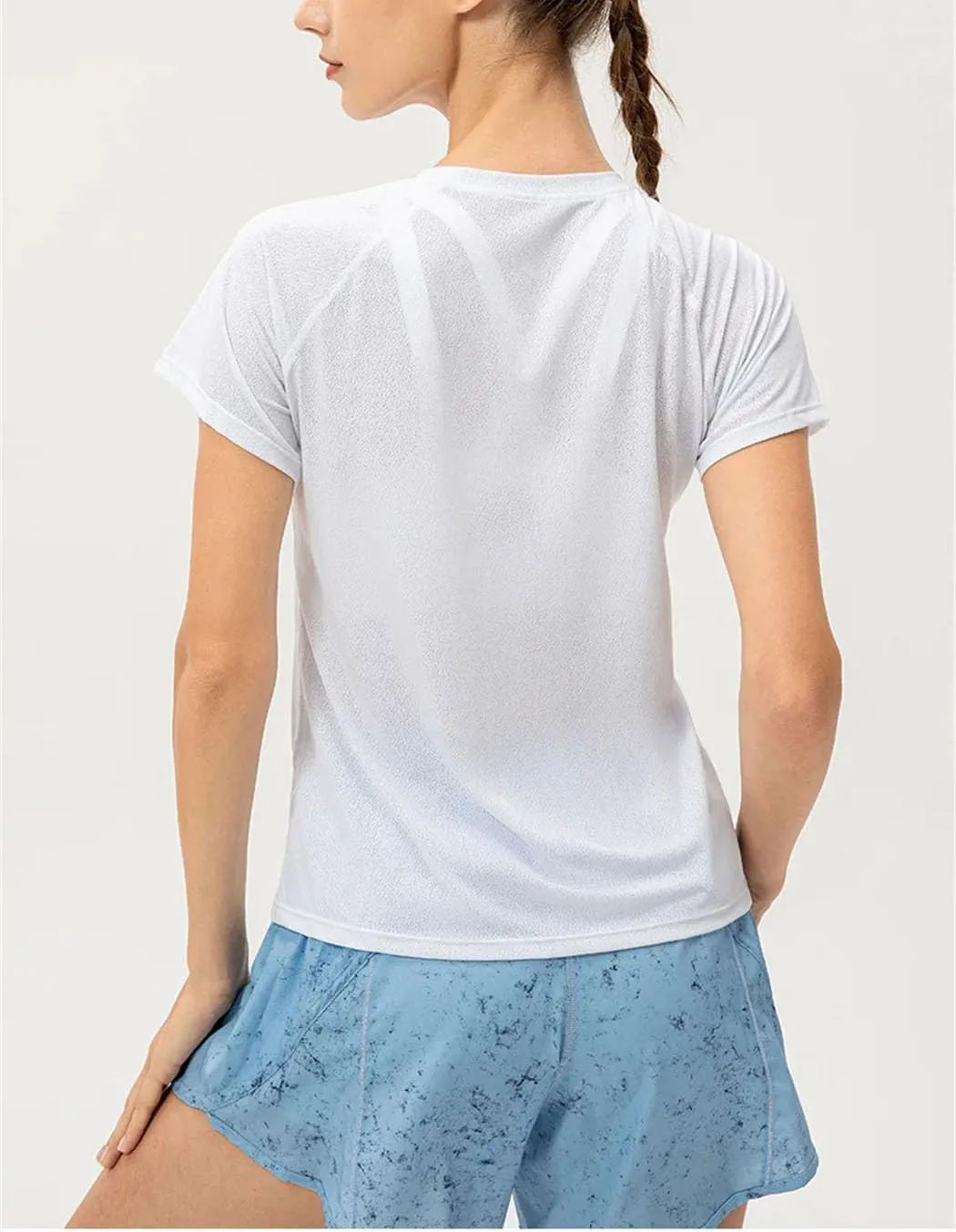 Women's Loose Casual Sports T-Shirt Short Sleeve Crewneck Breathable Shirt Running Fitness Quick Dry Tops