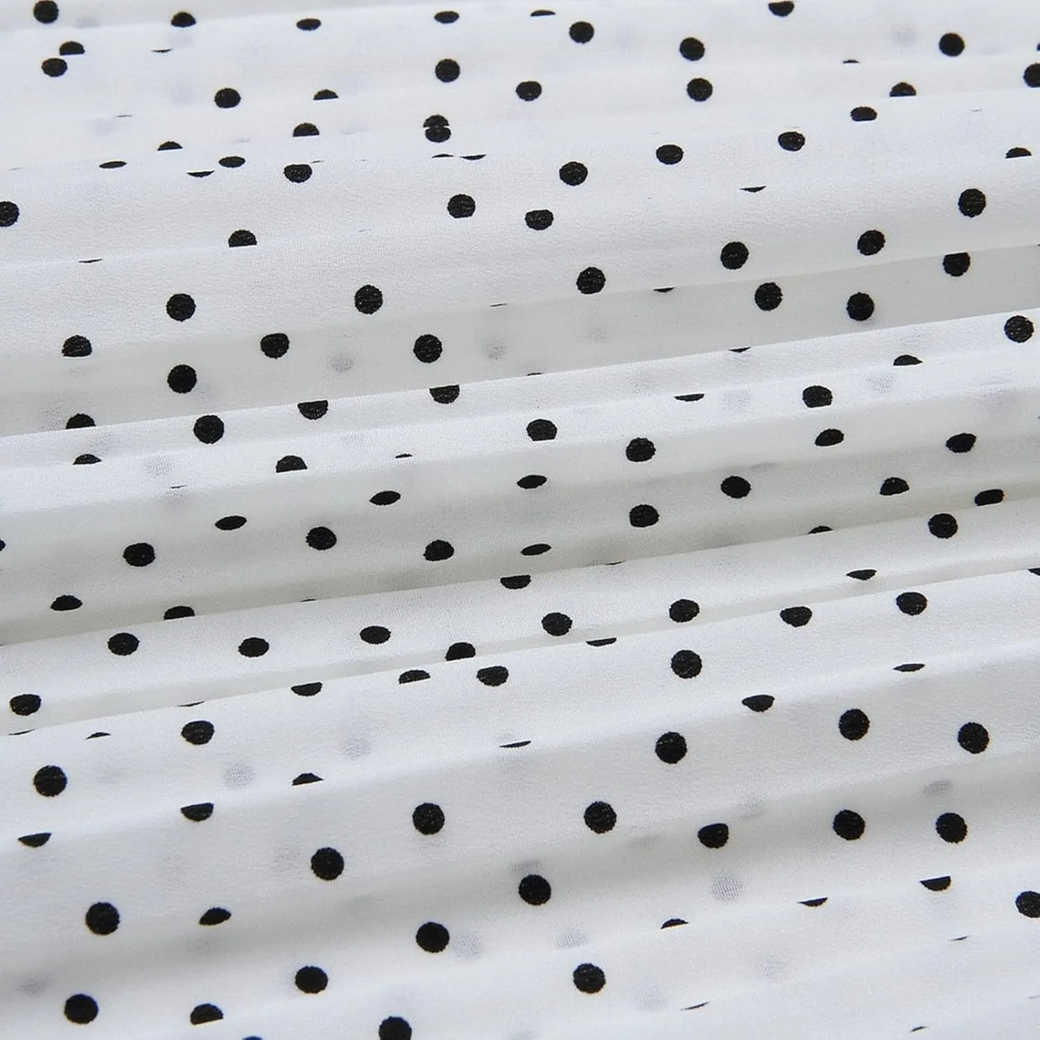 Women's Midi Skirts 2024 Casual High Waist Polka Dot Pleated Skirt Boho A-Line Flowy Skirt with Pockets