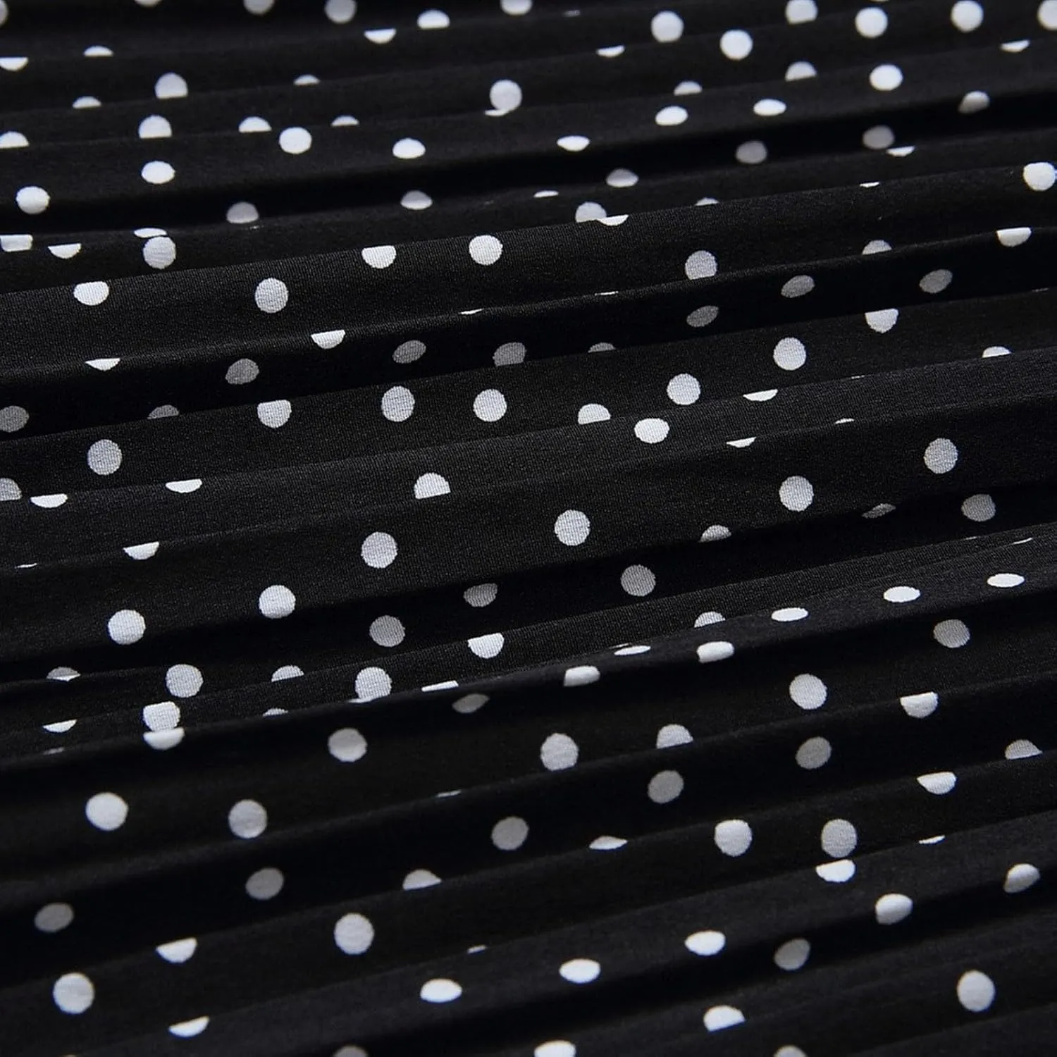 Women's Midi Skirts 2024 Casual High Waist Polka Dot Pleated Skirt Boho A-Line Flowy Skirt with Pockets