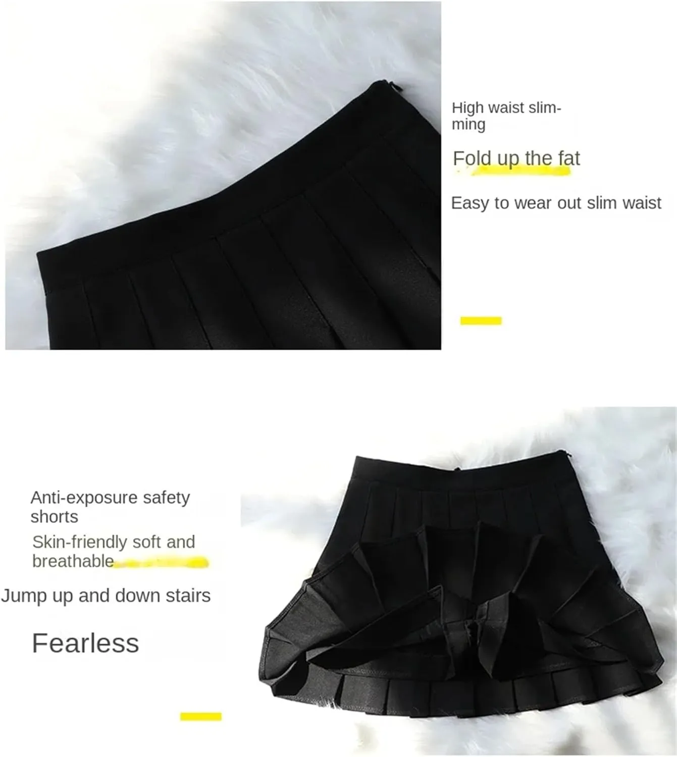 Womens Mini Pleated Skirts High Waist A-Line School Uniform Short Athletic Golf Skort Skirt for Dance