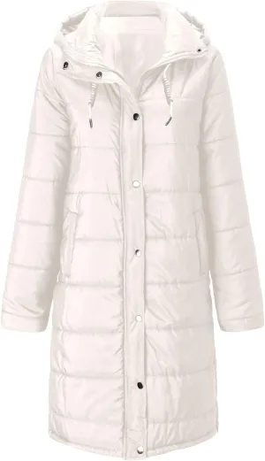Women's Montreal Mid-Thigh Length Hood Winter Warm Long Vest Sleeveless Long Quilted Vest Thicken Long Outwear