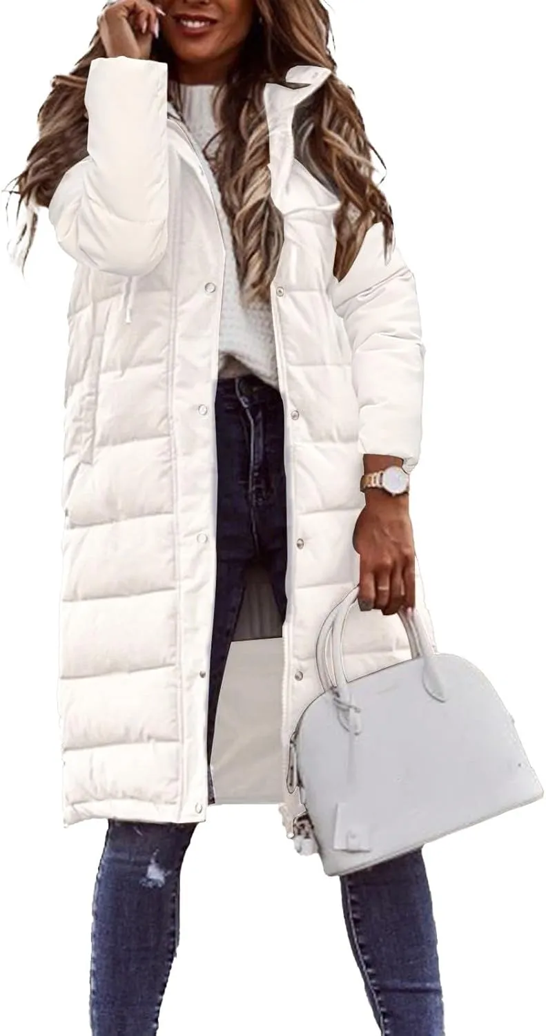 Women's Montreal Mid-Thigh Length Hood Winter Warm Long Vest Sleeveless Long Quilted Vest Thicken Long Outwear