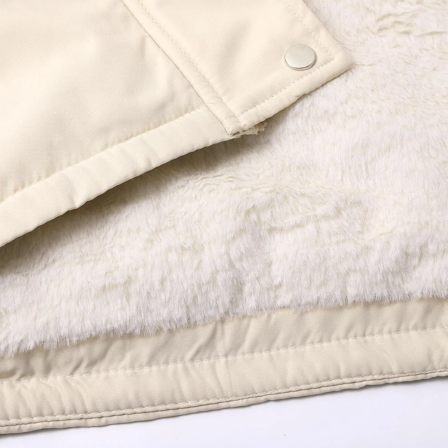 Women's Packable Lightweight Puffer Jacket Ladies Padded Thermal Overcoat with Faux Hooded Waterproof Faux Fur