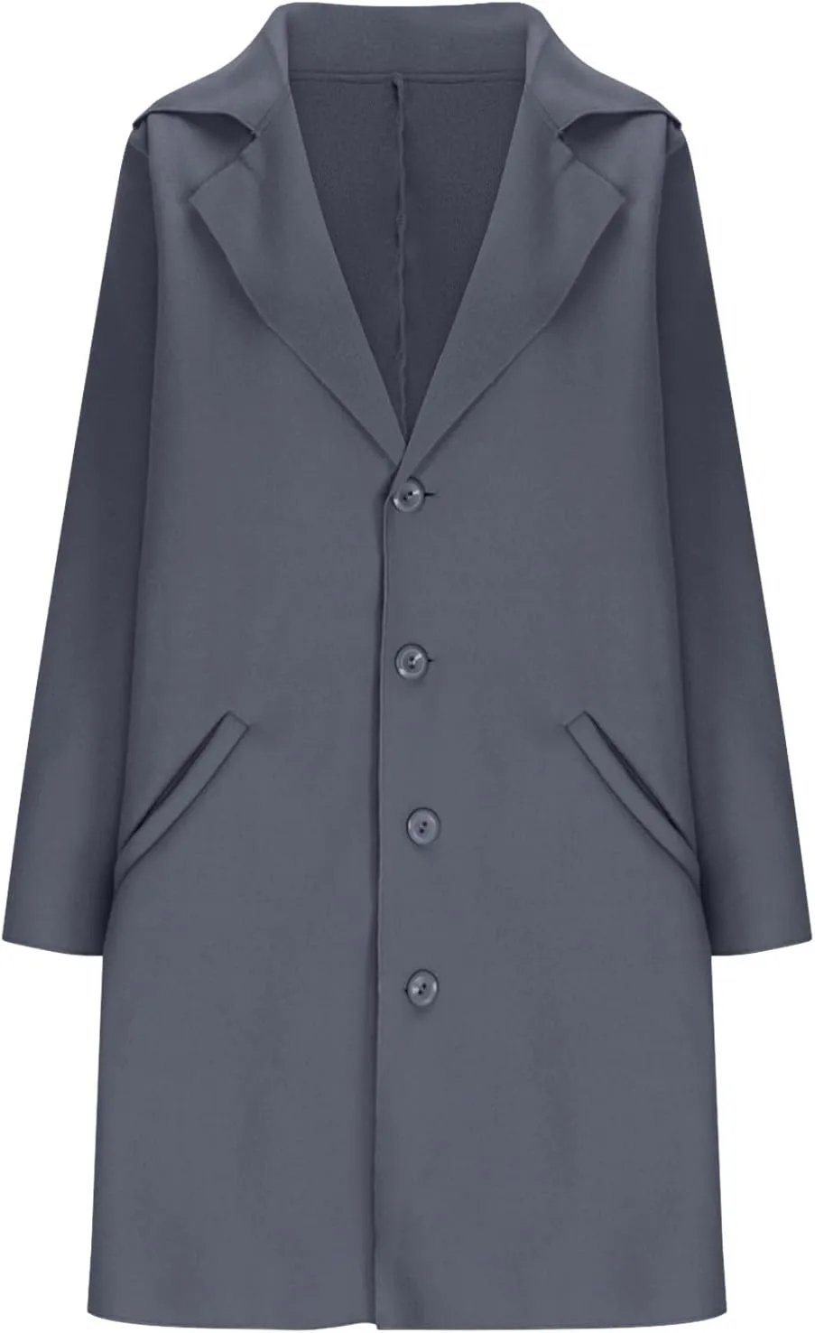 Womens Pea Coat 2024 Fall Winter Woolen Blend Button Down Trench Coat with Pockets Dressy Casual Lapel Trench Coats