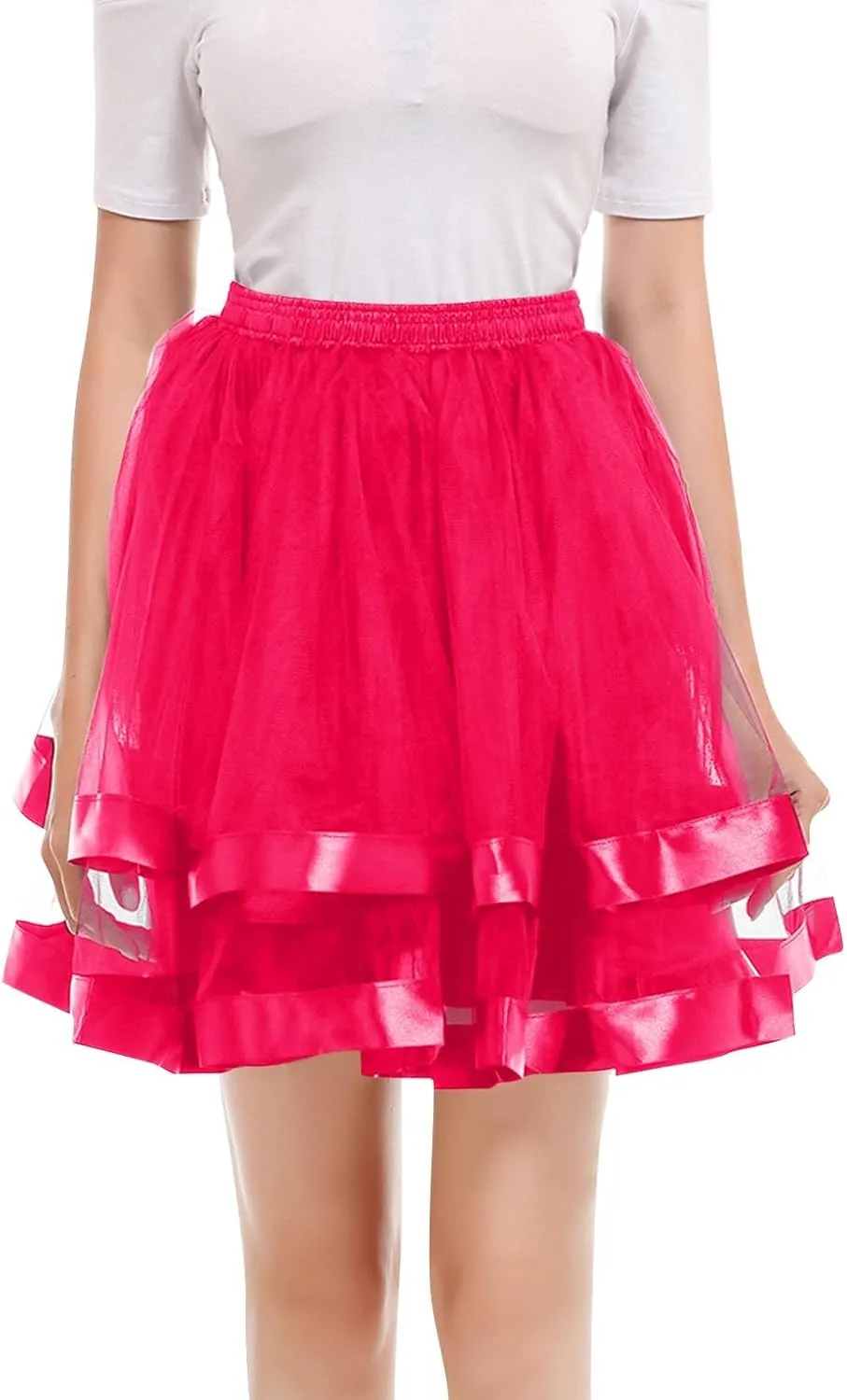 Women's Petticoat Skirt Puffy Tutu Skirt Costume Layered Ballet Tulle Pettiskirts Pleated Tulle Petticoat Tutu