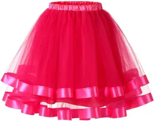 Women's Petticoat Skirt Puffy Tutu Skirt Costume Layered Ballet Tulle Pettiskirts Pleated Tulle Petticoat Tutu