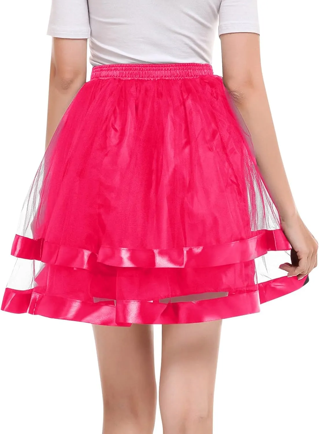 Women's Petticoat Skirt Puffy Tutu Skirt Costume Layered Ballet Tulle Pettiskirts Pleated Tulle Petticoat Tutu