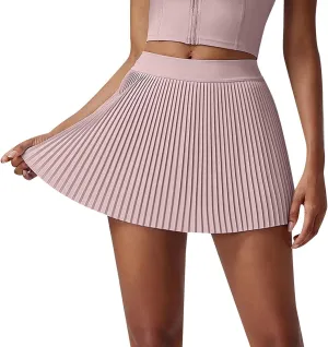 Womens Pleated Tennis Skirts with Pocket Shorts High Waisted Skorts Lightweight Golf Skirt Flowy Athletic Skort