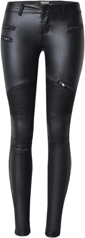 Women's Pu Slim Pants Faux Leather Stretch Skinny Jeans Pencil Pants Biker Pants