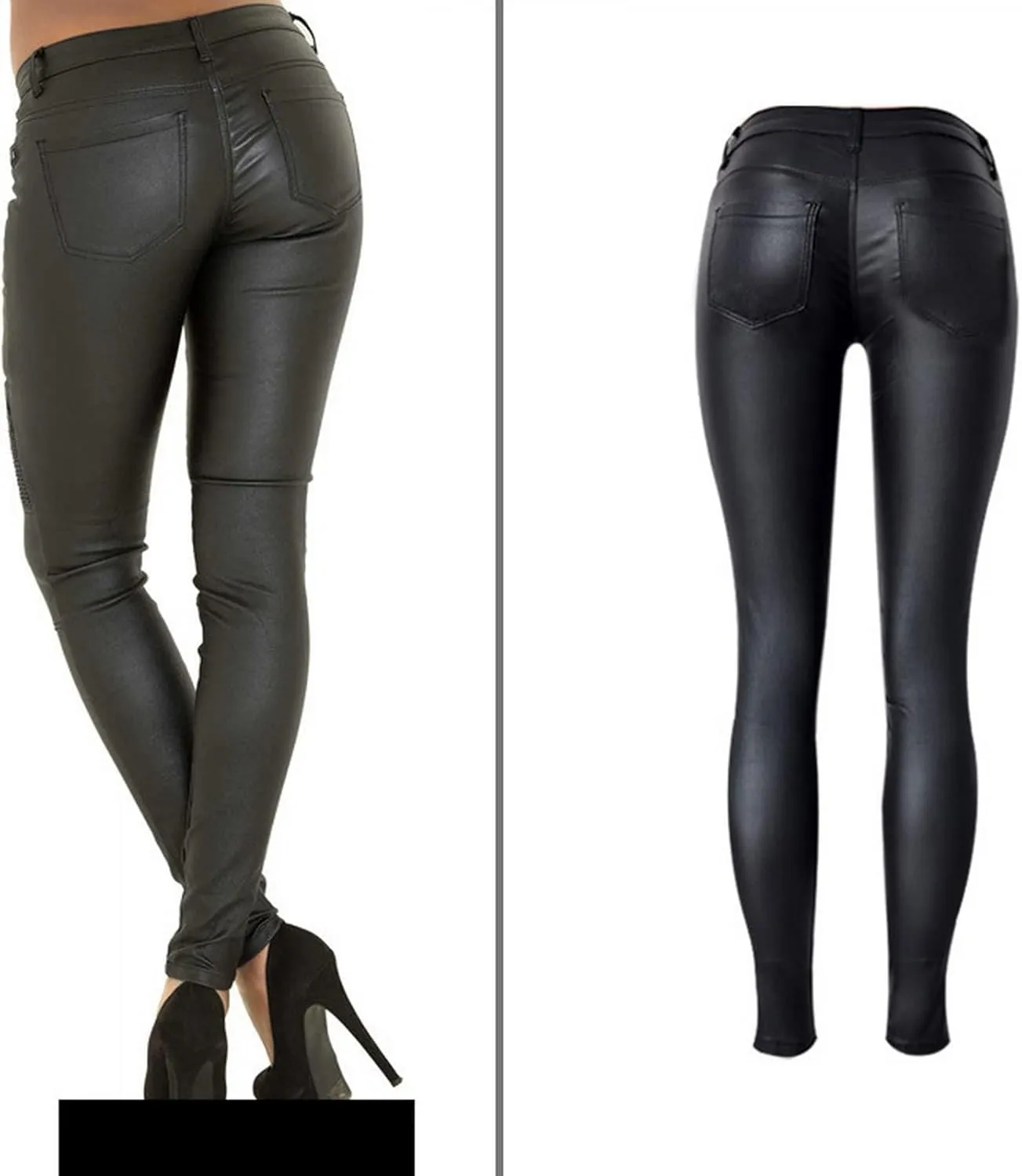 Women's Pu Slim Pants Faux Leather Stretch Skinny Jeans Pencil Pants Biker Pants