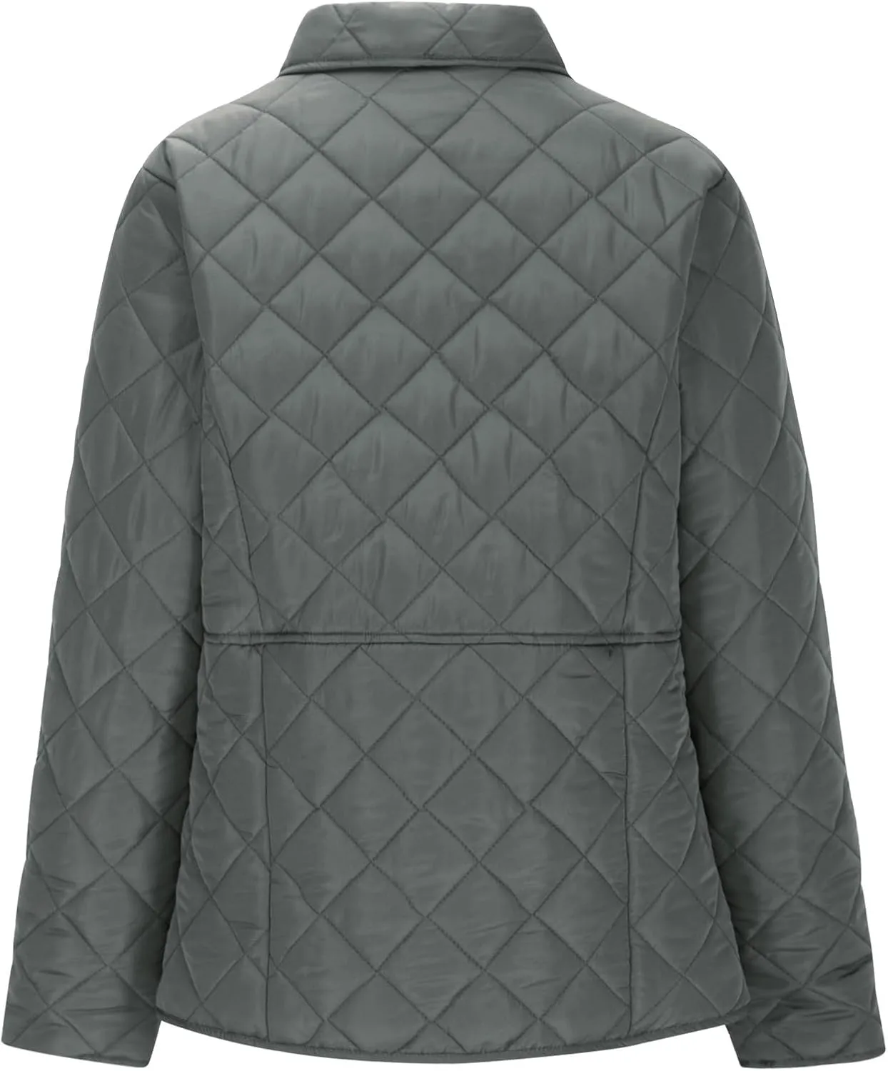 Womens Quilted Jackets Lightweight Casual Long Sleeve Button Down Lapel Puffer Coat Fall Winter Solid Color Warm Top